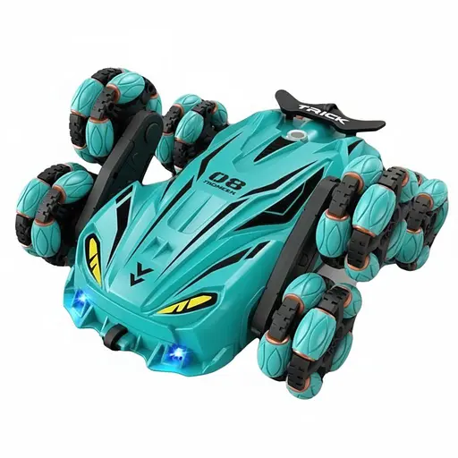 Радиоуправляемая трюковая машина-вездеход JD 155-13 A-01, с парогенератором и подсветкой, аккумулятор 3.7V, пульт 2.4GHz, голубая