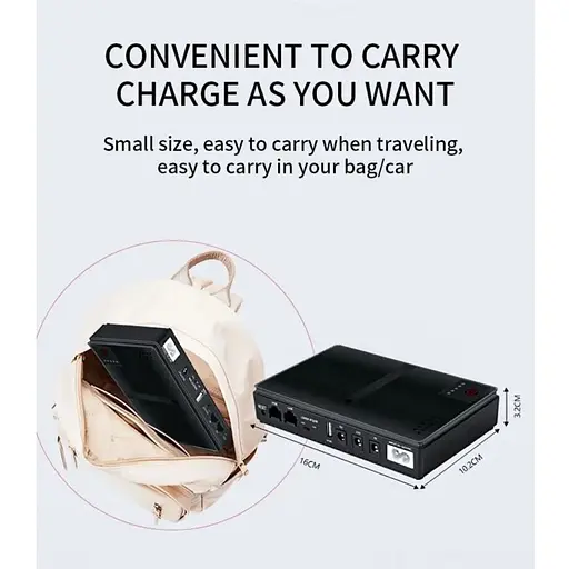 ИБП UPS для роутера DC1018P 12V/ 9V/ 5V 10400 mAh для устройств постоянного тока DC дизайн 2 черный - фото 6