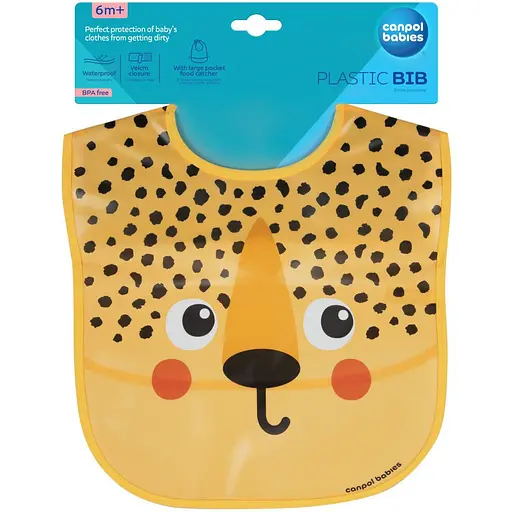Слинявчик Canpol babies Hello Little пластмасовий з кишенькою гепард (9/232_ora2) - фото 3