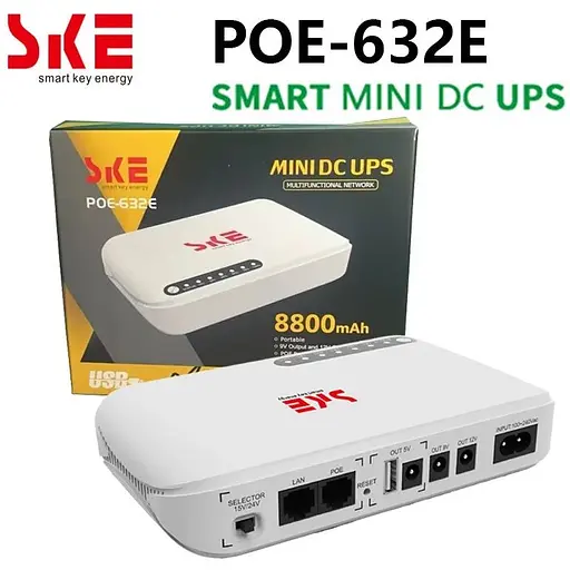 ИБП UPS SKE POE-632E DC 17W 8800mah для роутера, терминала, камеры 5/9/12v USB LAN POE White - фото 4