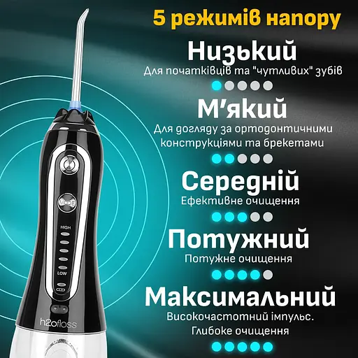 Іригатор pOfloss HF-6 портативний бездротовий зубний для брекетів носа 8 насадок - фото 9