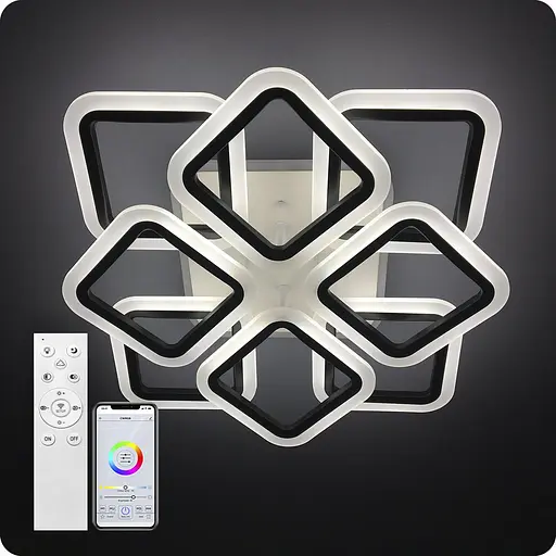 Люстра світлодіодна 517 Light 3color з пультом 144Вт Чорний (01753) - фото 1