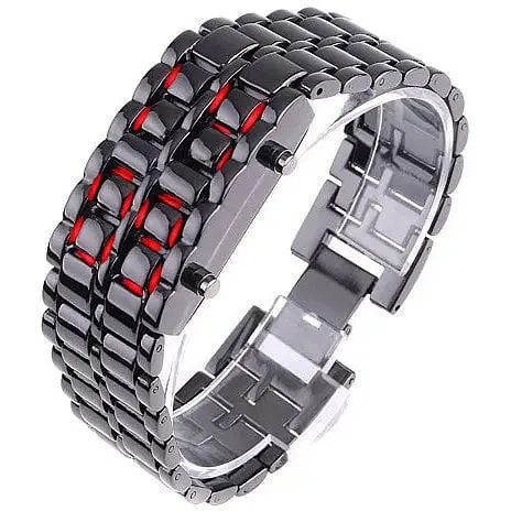 Часы-браслет Led Watch Iron Samurai Черный с красными светодиодами (IBW012BR)