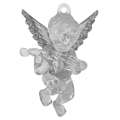 Новорічна підвіска MIS LT Янгол з скрипкою 4,5х2х6 см прозорий/срібний - фото 1