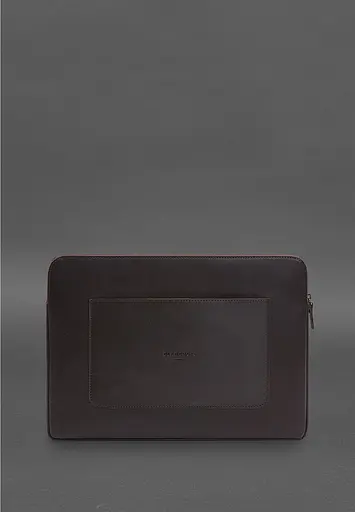 Кожаный чехол BlankNote для ноутбука на молнии с хлястиком и карманом Темно-коричневый - фото 3