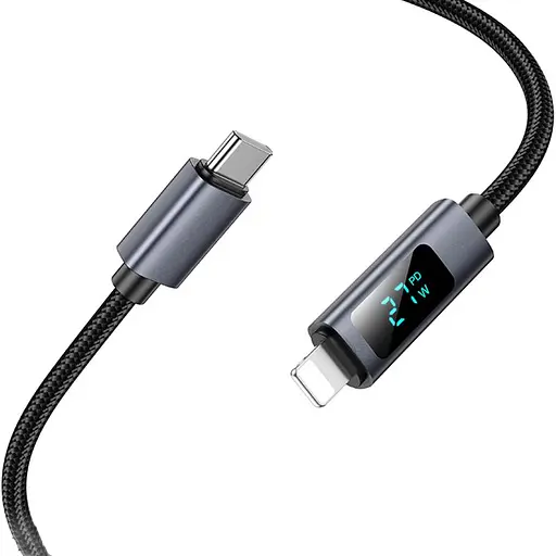 Дата кабель Hoco X112 Favor with display Type-C to Lightning 27W (1m) Black - фото 3