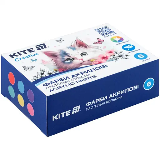 Краски акриловые Kite Creative 6 пастельных цветов по 20 мл (K-272)