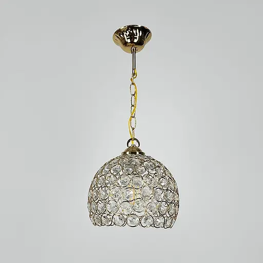 Золотий підвісний світильник із декоративним кришталем Ø 20 см | Line F | Арт. 402/1M GD - фото 6