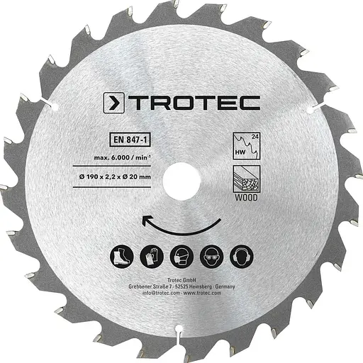 Диск пиляльний Trotec HW24 Wood 190 х 20 х 2.2 мм 3 шт. (DAS302854) - фото 2