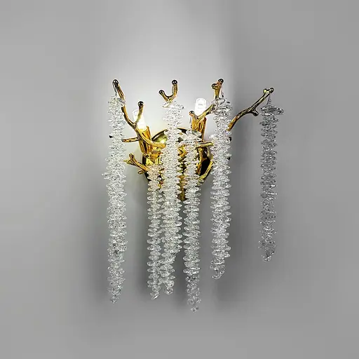 Вишукане золоте бра Line F з кришталевим підвісами 40х30 см Арт. W33001/2S GD  - фото 6