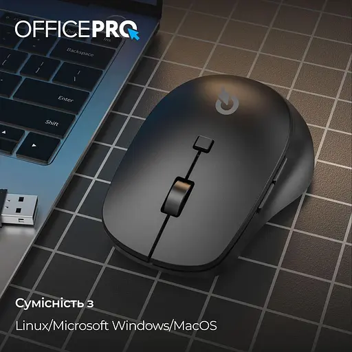 Беспроводная мышь OfficePro M305B Silent Click Ergonomic Wireless Black (M305B) - фото 5