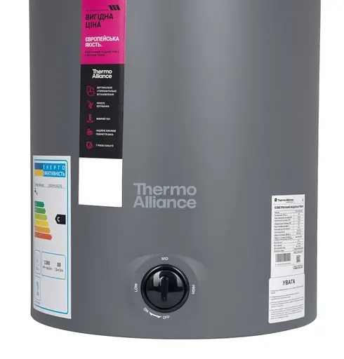 Водонагреватель электрический Thermo Alliance, 1500 Вт, мокрый ТЭН, 100 л универсальный, цилиндрический, серый (D100VH15Q3G) - фото 4