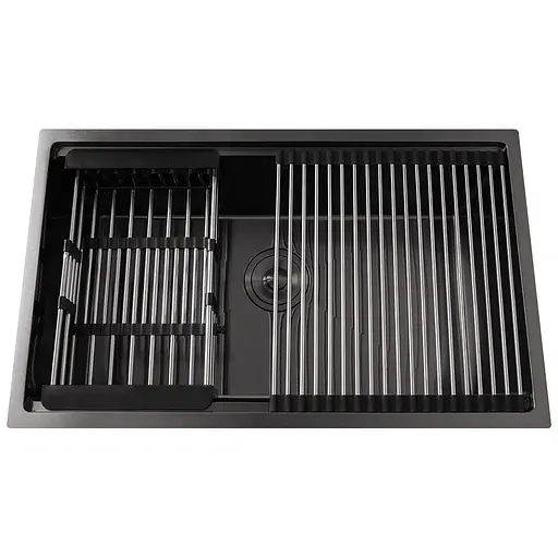 Кухонна мийка під стільницю чорна 1.5 мм багатофункціональна Nett NB-7042, Чорний - фото 3