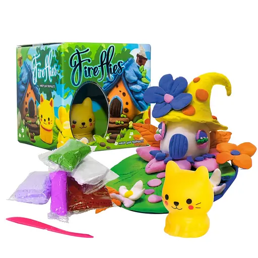 Набор для творчества "Fireflies - котенок" Strateg 30411 светильник, масса для лепки - фото 1