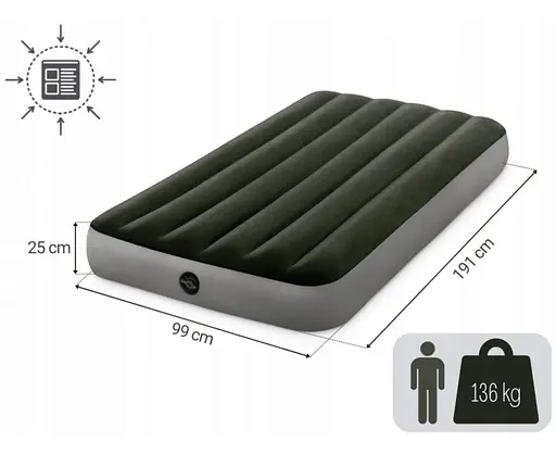 Велюровий матрац, 99x191x25 см, до 136 кг, зелений