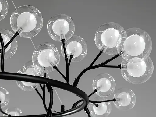 Красива новинка люстра підвіс "Світлячок", 54 лампи, чорна люстра - фото 4