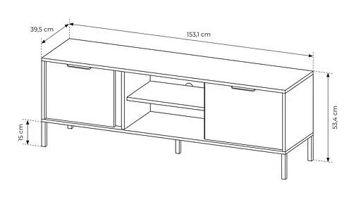 Тумба під телевізор Perfect Home Ларс / Lars 2-дверна 2D/153 Антрацит (PFH-091023) - фото 5