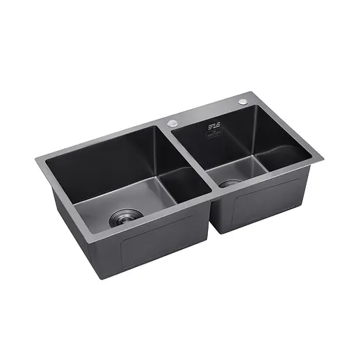 Кухонная мойка Kroner KRP Schwarze - 7843ZHM PVD (3,0/1,0 мм) CV022797, Черный - фото 3