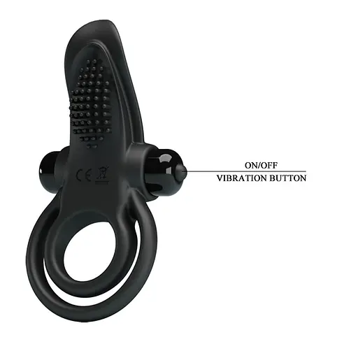 Эрекционное кольцо на пенис с вибрацией Pretty Love Vibro Penis Ring 11.3 см черный - фото 5