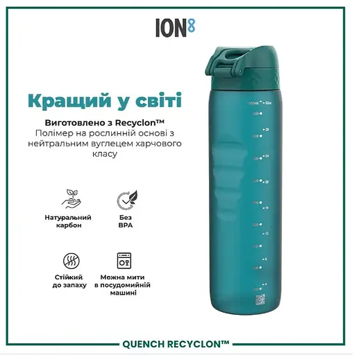 Пляшка для води ION8 1000 мл (ЭКО бутылка) BPA Free, Aqua (I8RF1000AQU) - фото 6