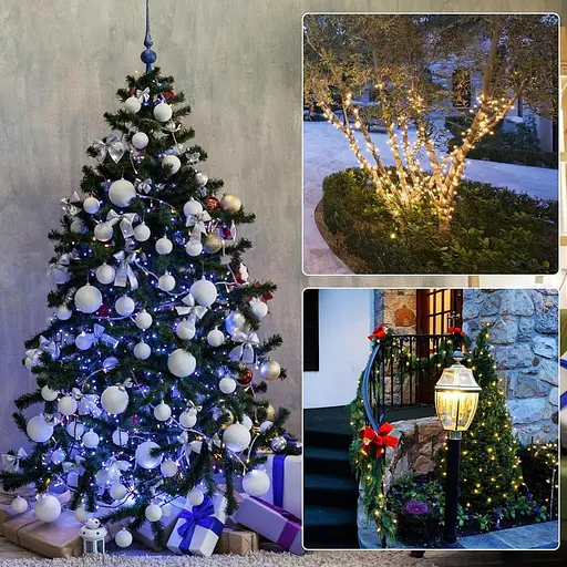 Уличные рождественские огни Waiybbit, 2 батареи, 49 футов/шт., 150 светодиодных гирлянд, меняющих цвет, с дистанционным управлением - фото 7