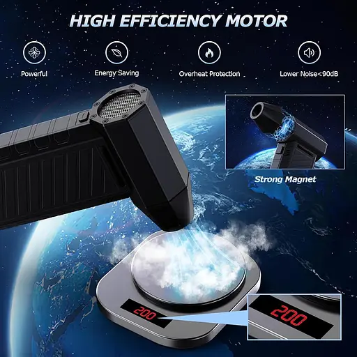 Электрический пылеуловитель CCmall, 3 скорости, 180000 об/мин, спрей сжатого воздуха с зарядкой от USB - фото 2