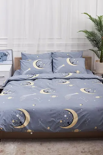 Комплект постельного белья Moon&Star полуторный 143х210 наволочки 2х70х70 Stars Бязь Gold Люкс - фото 2