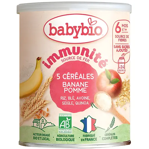 Каша злакова BabyBio з кіноа, бананом, апельсином та яблуком 220 г