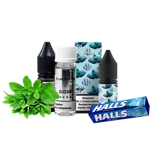 Набір компонентів для самозамісу сольової заправки Flavorlab P1 10 мл Mint Menthol М'ята Ментол, 0-50 мг (17919) - фото 2