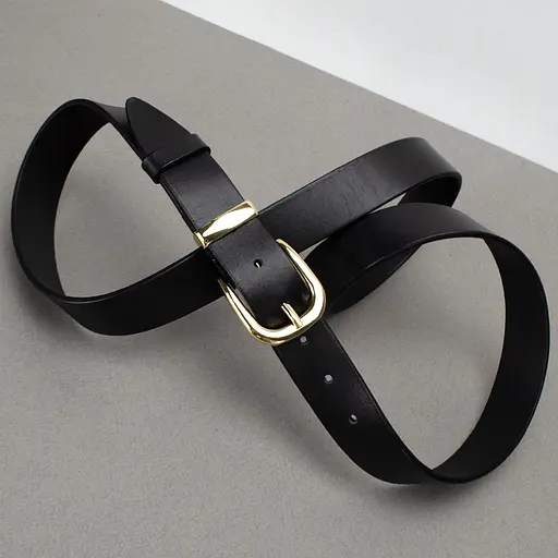 Ремінь шкіряний жіночий HC-3092 чорний із золотою пряжкою (130 см) - фото 3