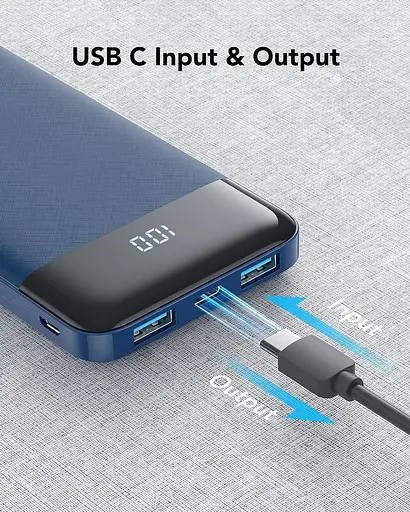 Акумулятор Charmast 10400mAh Power Bank USB C зі світлодіодним дисплеєм Тип C - фото 5