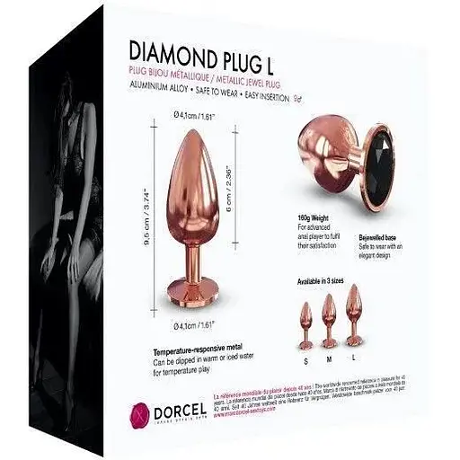 Золота металева анальна пробка із кристалом Dorcel Diamond Plug L - фото 6