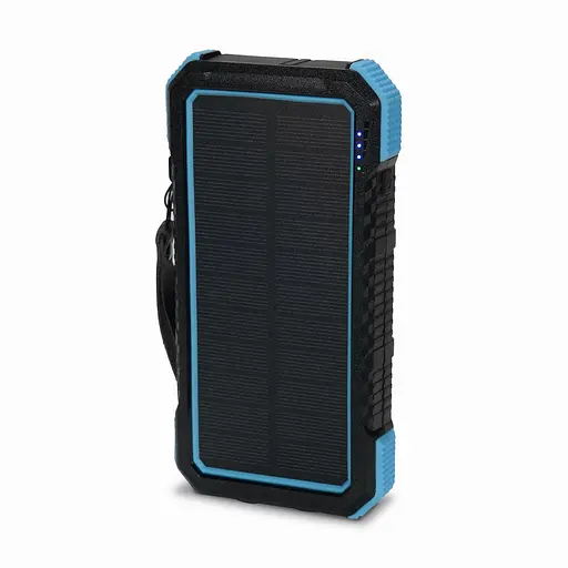 Повербанк з сонячною панеллю 20000mAh Power Bank Kraft TPB-1820SLP Blue бездротова зарядка 18W QC2.0 LED-ліхтар (43-00043) - фото 2