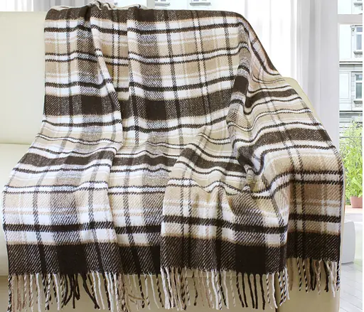 Плед вовняний Vladi Метро 140х200 біло-бежево-коричневий 3 - фото 1