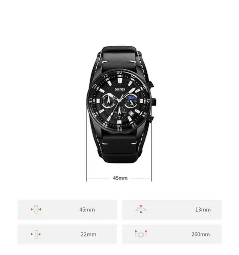 Чоловічий наручний класичний годинник Skmei 9249 (Чорний з чорним дисплеєм) - фото 10
