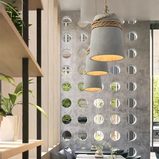 Підвіс із бетонним плафоном та латунною основою | Арт. MJ 186/1 GR+BR | Line F - фото 1