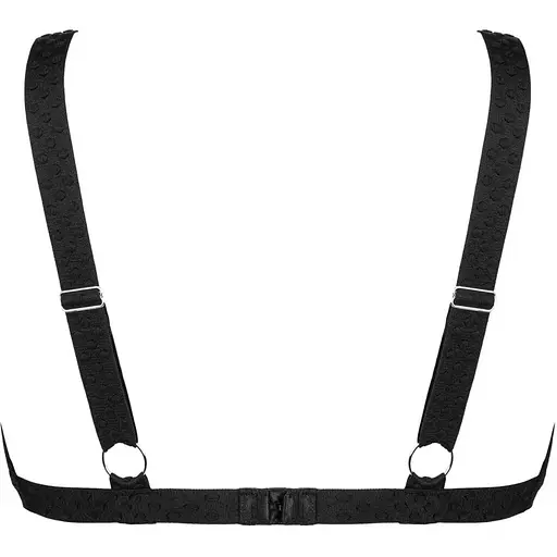 Мереживний бюстгальтер із трикутною чашкою Obsessive Estiqua bra M/L, чорний, широкі лямки - фото 2