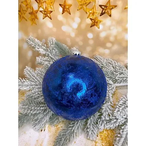 Новорічна куля Ретро 150 мм велика Синій - фото 1