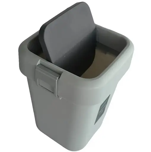 Мусорное ведро Motek на 8 л с поворотной крышкой 22.5х22.5х30 см Серый (COB-410)  - фото 3