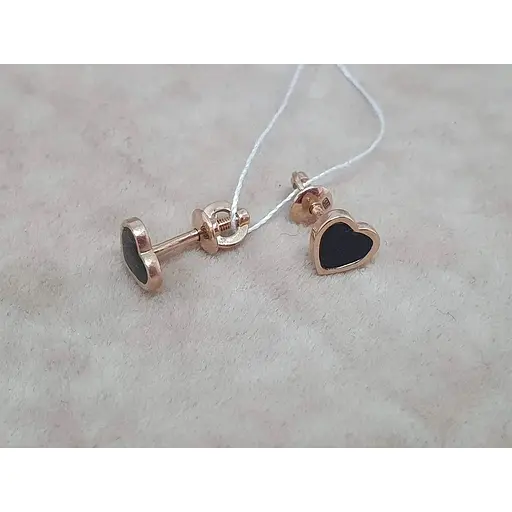 Золоті сережки-пуссети Всесвіт Серця з емаллю. 20715614 - фото 3