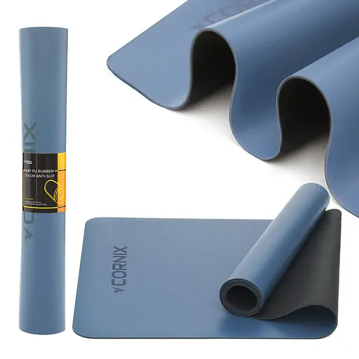 Килимок спортивний Cornix PU 183 x 68 x 0.4 см для йоги та фітнесу XR-0319 Blue - фото 1