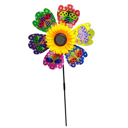 Детский веер "Солнышко" МR 1225-4 цветок диаметром 28 см, палочка 48 см