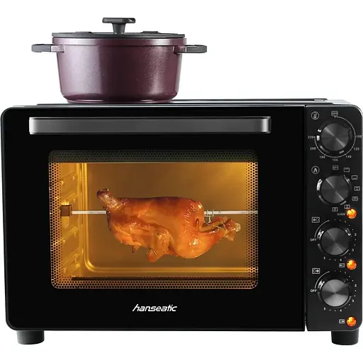 Мультидуховка Hanseatic "HMO287BKB з 2 склокерамічними варочними варочними", верхнім/нижнім нагріванням/циркуляцією; 28 л - фото 7