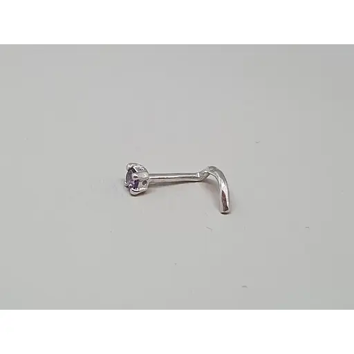 Серебряная серьга-пирсинг в нос. 1018.6С Сиреневый - фото 4