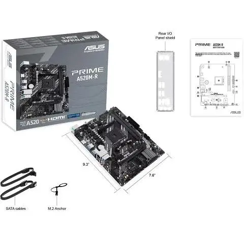 Материнская плата Asus Prime AM4 (A520) A520M-R, A520, 2xDDR4, Int.Video (CPU), 4xSATA3, 1xM.2, 1xPCI-E 3.0 x16, 1xPCI-E 3.0 x1, ALC887, RTL8111H, 6xUSB3.2/4xUSB2.0, HDMI, MicroATX - фото 6