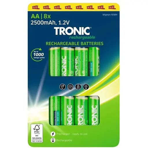 Аккумуляторные батареи Tronic AA 8 шт. в упаковке