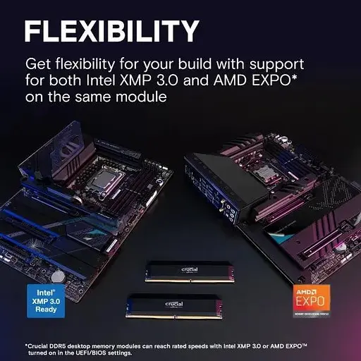 Память для настольных компьютеров Crucial 32 ГБ (2x16 ГБ) DDR5 6000 МГц Pro Overclocking (CP2K16G60C36U5B) - фото 2