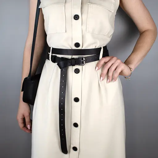 Ремінь жіночий шкіряний у два обороти SF-2501 чорний (180-250 см) - фото 2