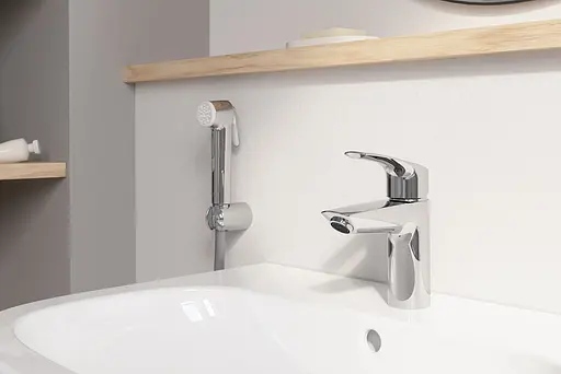 Змішувач для умивальника S-Size + натискний донний клапан Grohe Eurosmart New 23922003 Хром - фото 5