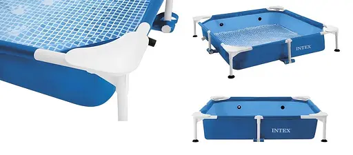 Басейн для домашніх тварин Intex 48402, 152 x 152 x 30.5 см з металевим каркасом скімером та диспенсером - фото 2